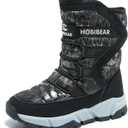 GUBARUN Boys Snow Boots Kids Outdoor Warm Shoes Waterproof (Black, 1 Little Kid)
