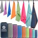 HOEAAS 2 Pack Microfiber Camping Towels, Quick Dry Towel, Super Absorbent Ultra Compact Travel Towel Soft Lightweight Sports Towel for Sweat Fast Drying Towels for Pool, Gym, Hiking, Backpacking, Fitness (XL: 60" x 30"+24" x 12", Mint)