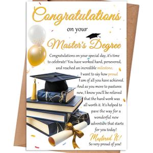 5 x Master's Degree Graduation Card, Congratulations Graduation Gift for Son Daughter Grandson Granddaughter, Proud of You Greeting Card from Mom Dad Grandma Grandpa, 8×5.3 inches