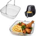 2 Pack Air Fryer Baskets, 8Qt Air Fryer Replacement Accessory Mesh Basket with Handle, Stainles Steel Steamer Basket for Air Fryer (Square 2 Pack)