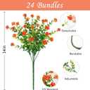 Fall Decor, Fake Mums, 24 Bundles Fall Flowers, UV Resistant Artificial Mums for Outdoors, Faux Mums for Outside, Fall Flowers Plants Artificial for Decoration For Home Porch Thanksgiving - Orange Red