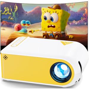 KSAN Mini Projector, Projector with WiFi and Bluetooth, 1080P Support Movie Projector with Built-in Speaker, Compatible with Smartphone, HDMI, USB, AV, Fire Stick, PS5 for Home, Bedroom, Outdoor Use