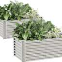 4x2x2ft(2 Pack) Raised Garden Bed Kit, Galvanized Planter Garden Boxes Outdoor, Metal Raised Garden Beds for Vegetables,Fruits, Flower,Silver (Sliver)