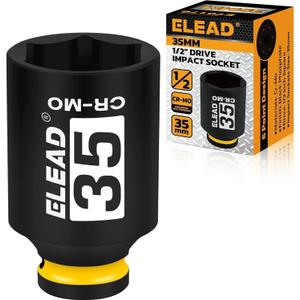 ELEAD 35 mm Socket 1/2" Drive Deep Impact Socket, Metric 6 Point 1/2-inch Drive Impact Axle Nut Sockets, CR-MO Nut Socket Set, Oil Filter Sockets, Tools for Easy Removal of Axle Shaft Nuts