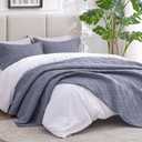 Love's cabin Quilts for Queen Bed Bluish Grey Bedspreads Bedding Set - Summer Lightweight Bedspread Comforter - Wave Pattern Bedding Coverlet for All Season - 3 Pieces (1 Quilt, 2 Pillow Shams)