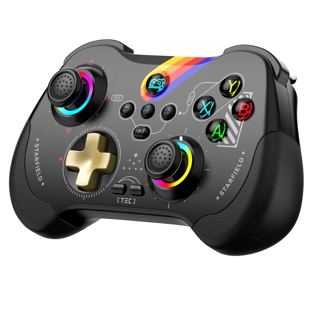 Koiiko Wireless Gaming Controller for Hall Effect Triggers Hall left & right rocker, Gamepad for ipad/iphone Android/PC/Switch/Streaming on PS3/PS4, Bluetooth, Pocket Size (Graffit Black)