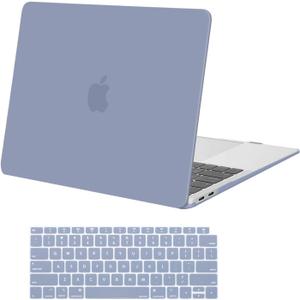 MOSISO Compatible with MacBook Air 13 inch Case 2022 2021 2020 2019 2018 Release A2337 M1 A2179 A1932 Touch ID, Plastic Hard Shell Cover&Keyboard Cover for MacBook Air 13.3 inch Case, Lavender Gray