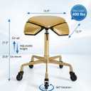 Stool Chair with Ultra-Quiet Wheels, Rolling Salon Stool with Adjustable Height, 360 Degree Swivel Ergonomic Chair for Hair Stylist, Clinic, Massage, Office, Home (Gold)