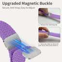 Braided Stretchy Bands with Magnetic Clasp for Apple Watch Band 40mm 38mm 41mm 42mm 44mm 45mm 46mm 49mm, Bling Crown Designer Soft Nylon Sport Solo Loop for iWatch Series 10 9 8 7 6 5 4 3 Ultra 2 1 SE (Light purple)