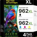 962xl Ink Cartridges Combo Pack Replacement for HP 962 Ink Cartridges Compatible with HP Ink 962xl Black and 962 Color Combo Pack Work for Officejet Pro 9020 9015 9018 9025 Printers, 4 Pack