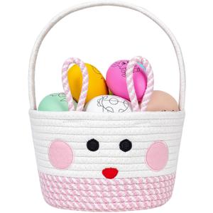 Empty Gift Basket for Girls Kids - Fluffy - Carry Around Girl's Basket - Personalized Easter Baskets for Girls Adorable Easter -Easter Basket Essentials With Handle (Pink)