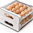 Koja 32-Egg, 2-Drawer Stackable Storage Container Holder for Refrigerator. Smooth Slide-out Drawers. BPA-free Kitchen Organizer, Space-Saving, Easy Access Design for Fridge. Durable and Leak-Proof