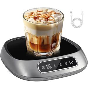 Coffee Mug Warmer, USB Powered Coffee Cup Warmers for Desk, Three Adjustable Temperature Settings and an Automatic Power-Off Function for Tea, Hot Cocoa, Milk (Gray)