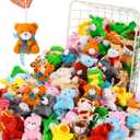 Mini Stuffed Animal Bulk Small Plush Toys Miniature Keychain Set for Birthday, Animal Theme Party Favors, Goodie Bag Fillers, Classroom Carnival Prizes