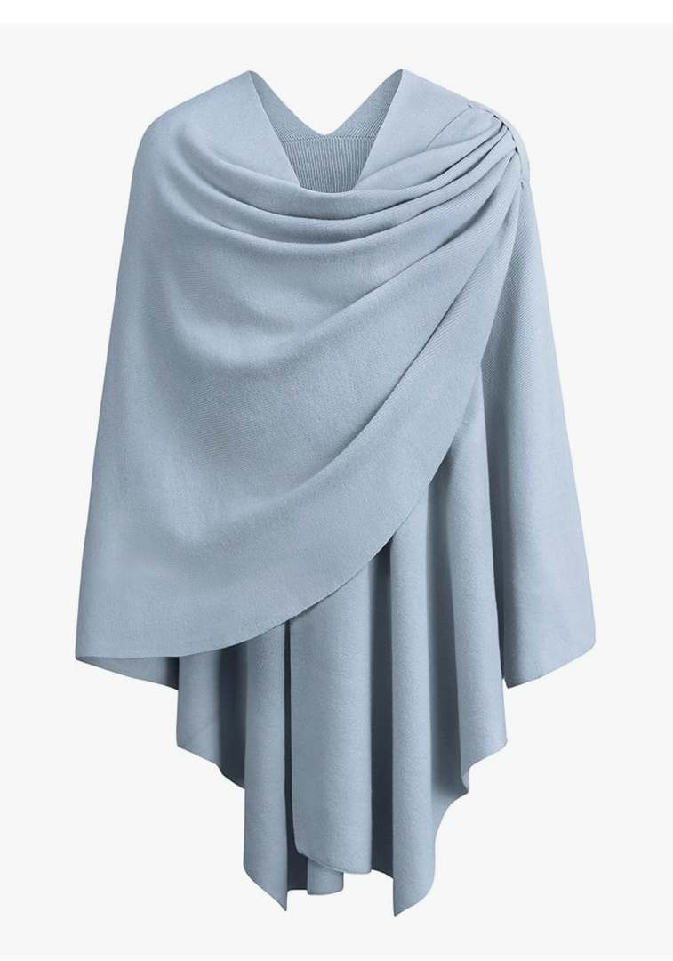 PULI Womens Cream Large Cross Front Poncho Sweater Wrap Topper Knitted Elegant Shawls Cape for Fall Winter