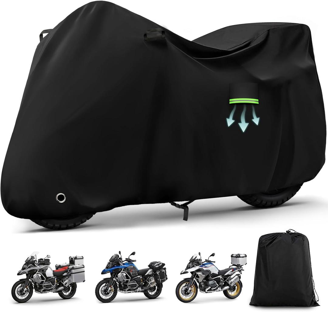 Motorcycle Cover Waterproof for BMW R1300GS/R1250GS/F900GS/Adventure with Trunk Model, Heavy Duty Outdoor Sun Rain UV Dust All Weather Protection Motorbike Cover with Soft Cotton Lining & Lock Hole