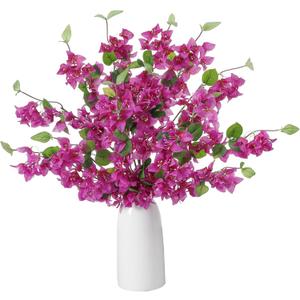 10 Pcs Artificial Bougainvillea Flowers  30" Faux Bougainvillea Branches with Silk Petals, Realistic Single Stem Bougainvillea for Home Wedding Table Party & DIY Floral Decor (Purple)
