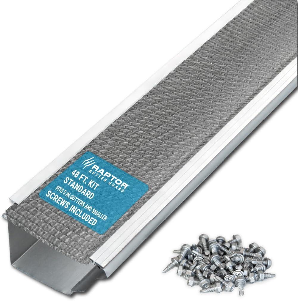 Raptor Gutter Guard  48 FT. (Nominal) Contractor Grade Stainless Steel Micro-Mesh Gutter Guard Kit with Screws Included. Fits 5 in. Gutters and Smaller. DIY-Friendly. (5.625 in. x 47.625 in.)