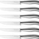 Steak Knife Set of 6, 4.5 inches Dishwasher Safe High Carbon Stainless Steel Knives, Silver