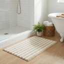 GRANNY SAYS Striped Bathroom Rugs Non Slip, 16" x 24", Bath Rugs for Bathroom Washable, Bath Mats for Floor, Microfiber Bath Mat for Tub, Absorbent Bath Rugs for Shower Room, Beige