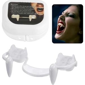 Vampire Teeth, Retractable Vampire Fangs Reusable Realistic Vampire Teeth, Vampire Cosplay Fake Teeth Braces Halloween Party Dress Up Horror Props
