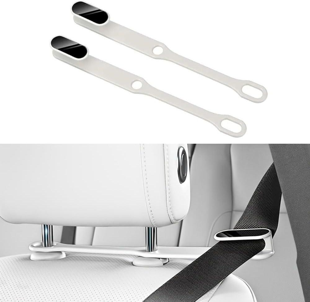 MAXDOOL 2PCS Car Seat Belt Guides Convenient and Practical&Seat Belt Adjuster, Car Seat Belt Clip for Easy Reach, Seatbelt Guide Grabber, Fits Sports Seats with Headrest Gap or Hole (White)
