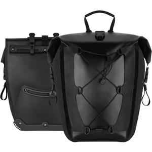 25L Bike Panniers, 2 Pack Waterproof Bicycle Rear Rack Saddle Bag with Large Capacity, Durable Luggage Storage, Bicycle Rear Rack Seat Trunk Bag, for Road Mountain Cycling Traveling Commuting