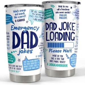 SANDJEST Tumbler For Dad 20oz Dad Jokes Stainless Steel Insulated Tumblers Coffee Travel Mug Funny Cup Gift for Dads Father Papa Birthday Christmas