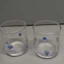 Skylety 2 Set Evil Eye Icon Juice Glass Cups - Icon Glass Cup 14 oz Double Old Fashioned Cute Pattern Glassware for Tea, Water, Milk, Coffee, Halloween Parties Gifts