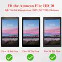 KEROM Case for Fire HD 10 Tablet (9th/7th/5th Generation, 2019/2017/2015 Release), PU Leather Folio Stand Protective Cover Case with Auto Wake/Sleep, Card Slot, Pen Holder - Space Cat