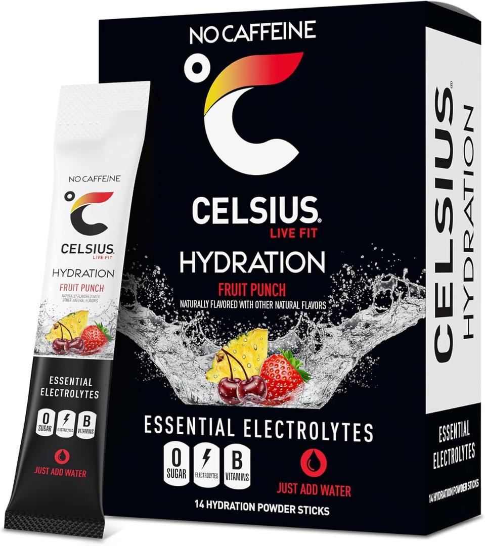CELSIUS Hydration Fruit Punch, Sugar Free Electrolyte Hydration Drink Mix (Pack of 14) (EXP 08/01/27)