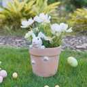 Easter - Spring Flower Pot - Bunny Decor - Easter Decoration - Decorative Garden Pots for Cactus Succulents Planter with Drainage Hole for Home Farmhouse Decor 5.75 x 5 x 7.25 inch Newman House Studio