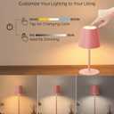 JACKYLED Cordless Table Lamps Rechargeable, 3 Adjustable Height, 5000mAh Battery Operated, 3 Colors Smooth Dimming, Portable LED Waterproof Table Lamp for Dining, Bedroom, Outdoor (2 Pack-Girly Pink)