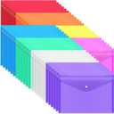 Clear Document Folders Plastic Envelopes Poly Envelopes File Envelopes with Label Pocket and Snap Button for Home Work Office Organization, Letter Size/A4 Size, 6 Colors,40Packs