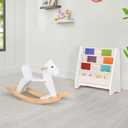 Wooden Rocking Horse Baby Ride On Toy for Toddlers Solid Wood Classic Design with Comfortable Pedal and Safe Backrest Ideal Gift for Kids (Classic, White), 31.5*9.8*20.5