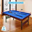 54" Folding Pool Table, 4 in 1 Multi Game Table, Folding Portable Billiards Game Table Set with Ping Pong, Hockey, Pool, and Ringtoss, for Indoor, Game Room, Office