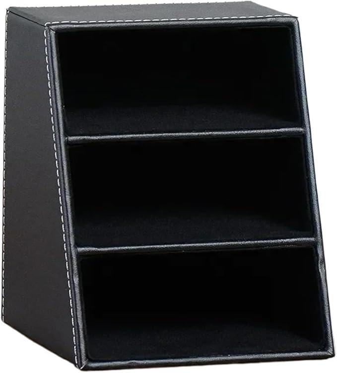 PU Leather Remote Control Holder Desktop Organizer Storage Box For TV Guide Mail Phone Office Sorting Lattice Cosmetic Pens Rack For Office Home