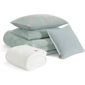 UGG Remina Comforter Set 5 Piece Bed in a Bag with Throw Blanket, Decorative Pillow, Shams, and Reversible Comforter Hypoallergenic Washable Luxury Fluffy Bedding Set, King, Blue Green Clear Creek UGG Remina Comforter Set 5 Piece Bed in a Bag with Throw Blanket, Decorative Pillow, Shams, and Reversible Comforter Hypoallergenic Washable Luxury Fluffy Bedding Set, King, Blue Green Clear Creek