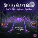 7FT Giant Halloween Spider Decorations Outdoor – Prismatic Iridescent Light-Up Spider with 170 LED Lights & Green Glowing Eyes, Easy Assembly, for Yard, Lawn, Porch, Garden, Haunted House, Party