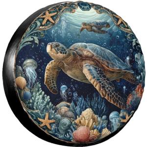Sea Turtles Spare Tire Cover Wheel Protectors Weatherproof Sun Protection Covers Universal for SUV Jeep Travel Trailer 15"