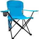 VOYSIGN Folding Camping Chair with Cup Holder & Storage Bag, 225lbs Capacity, Large Anti-Sink Feet, Breathable PE Coated Fabric for Outdoor, Hiking, Beach, Fishing, Backpacking, Blue