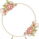 Metal Round Backdrop Stand Balloon Arch Kit - 6.5 Ft (2m) Golden Circle Backdrop Stand for Birthday Party Wedding Graduation Photo Background Garden Plants Climbing Vines Decoration