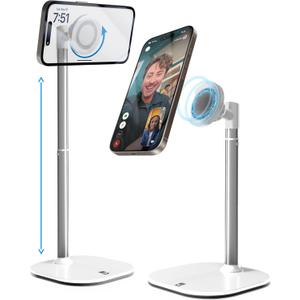 Cooper MagStand - Adjustable Magnetic iPhone Stand for Desk & Phone Holder for Video Recording, Compatible with MagSafe, Stand for iPhone 16 Pro Max, 15/14/13/12, Small Mag Safe Tripod (Cream White)