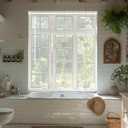 Cordless Vinyl Mini L Blinds 47" W x 72" H, 1" Slat White Horizontal Windows L Blind for Door, Shades, Camper, Light Filtering, Interiors, Arrive 1/2 Inch Narrower Indoor