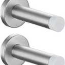 JQK Door Stopper, 304 Stainless Steel Thicken 1mm Sound Dampening Door Stop Bumper Wall Protetor 2 Pack, Brushed, DSB5-WN-P2 (Brushed & White Tip)