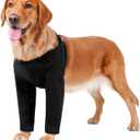 BARKLESS Dog Surgery Recovery Suit for Front Leg, Breathable & Soft Dog Long Front Leg Sleeve Shirt to Stop Licking, Adjustable | Comfortable Male Female Wound Cover, Pet Cone Alternative (Black, XL)