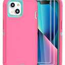 XINLINE Compatible with iPhone 13 Case [2 Screen Protectors ] Military Grade Full Body Cover, Heavy Duty Shockproof Drop Proof Protection Case 6.1"(Pink Blue)