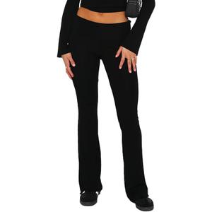 Fawjsais Flare Leggings for Women Skinny Fold Over Leggings Bootcut Yoga Pants Low Rise Sweatpants (Black, L)