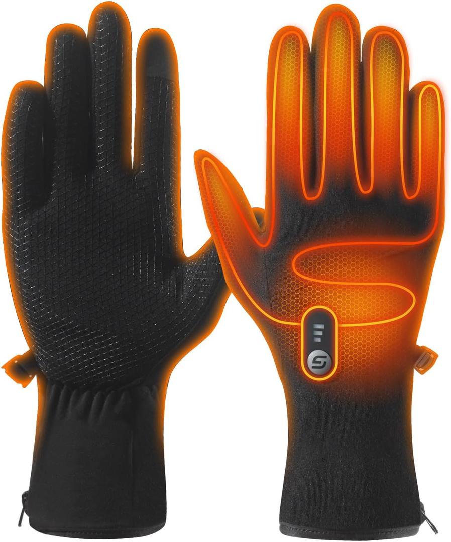 Heated Gloves for Men Women with 7.7V 2400mAh Rechargeable Battery Thin Liner Work Thermal Winter Heating with Touchscreen (Medium)