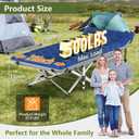 Slendor Folding Camping Cot with Mattress for Adults,74L x 28W x 15H, Portable Sleeping Cot Bed for Tent, Office, Camping, Outdoor, Striated Gray Cot,Gray+Blue Pad,500lbs Load, X-Large